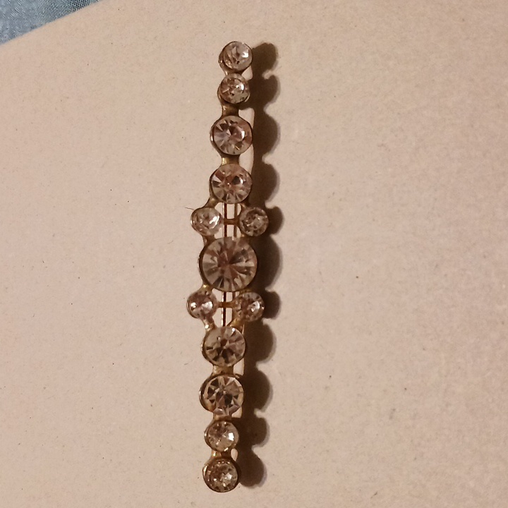 Vintage Brooch Scarf Pin Rhinestone Bar Clasp